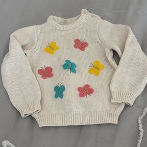 Kids' Butterfly Embroidered Sweater - Cream